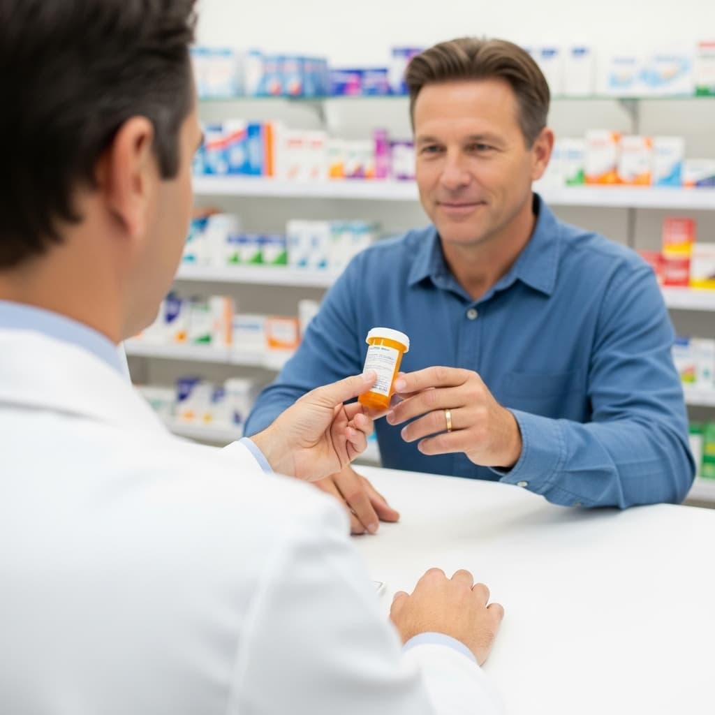 Men's health support at the pharmacy.